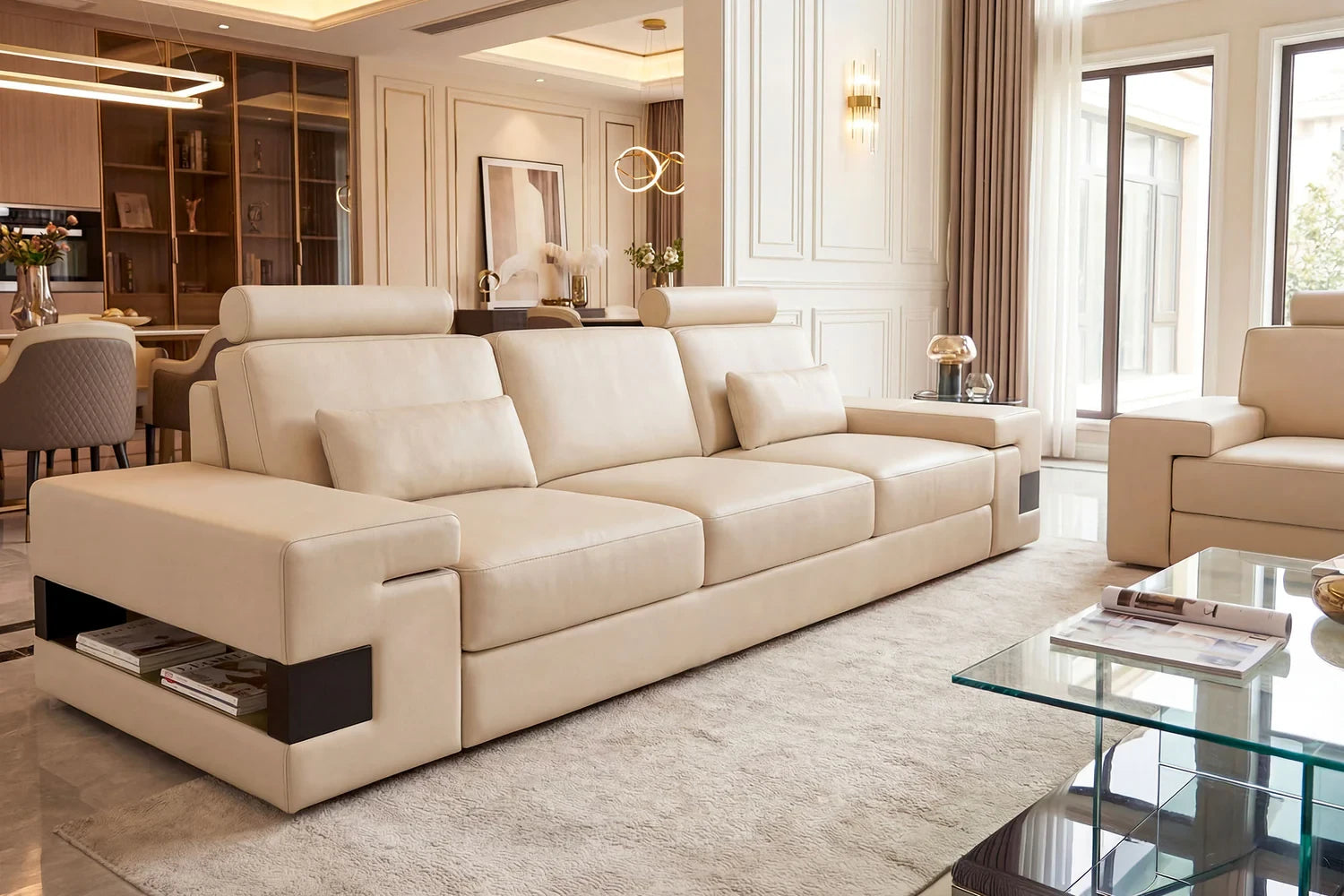 Los Angeles Leather 3 Seater Sofa