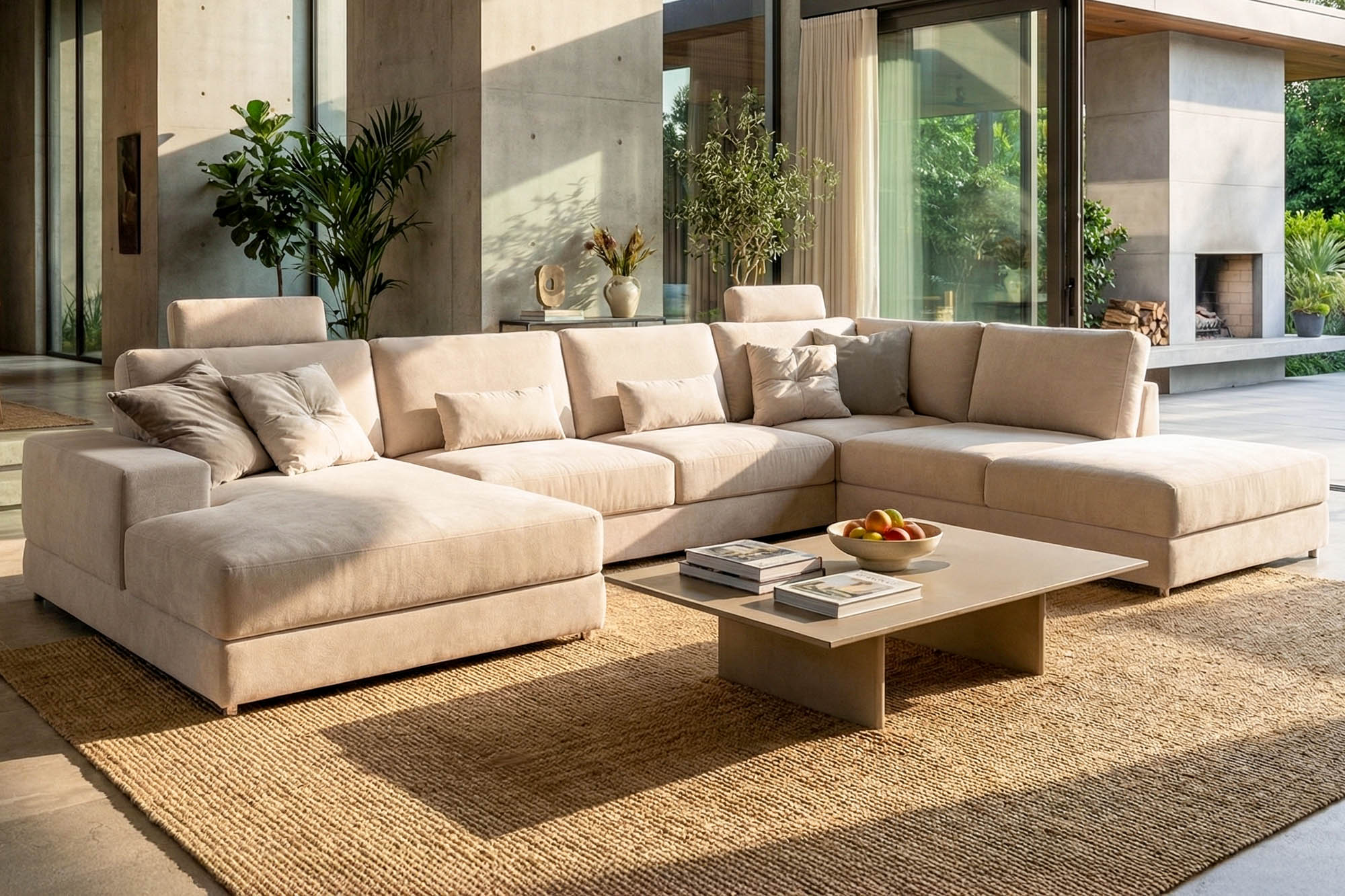New York Modern Fabric U-Chaise Sectional
