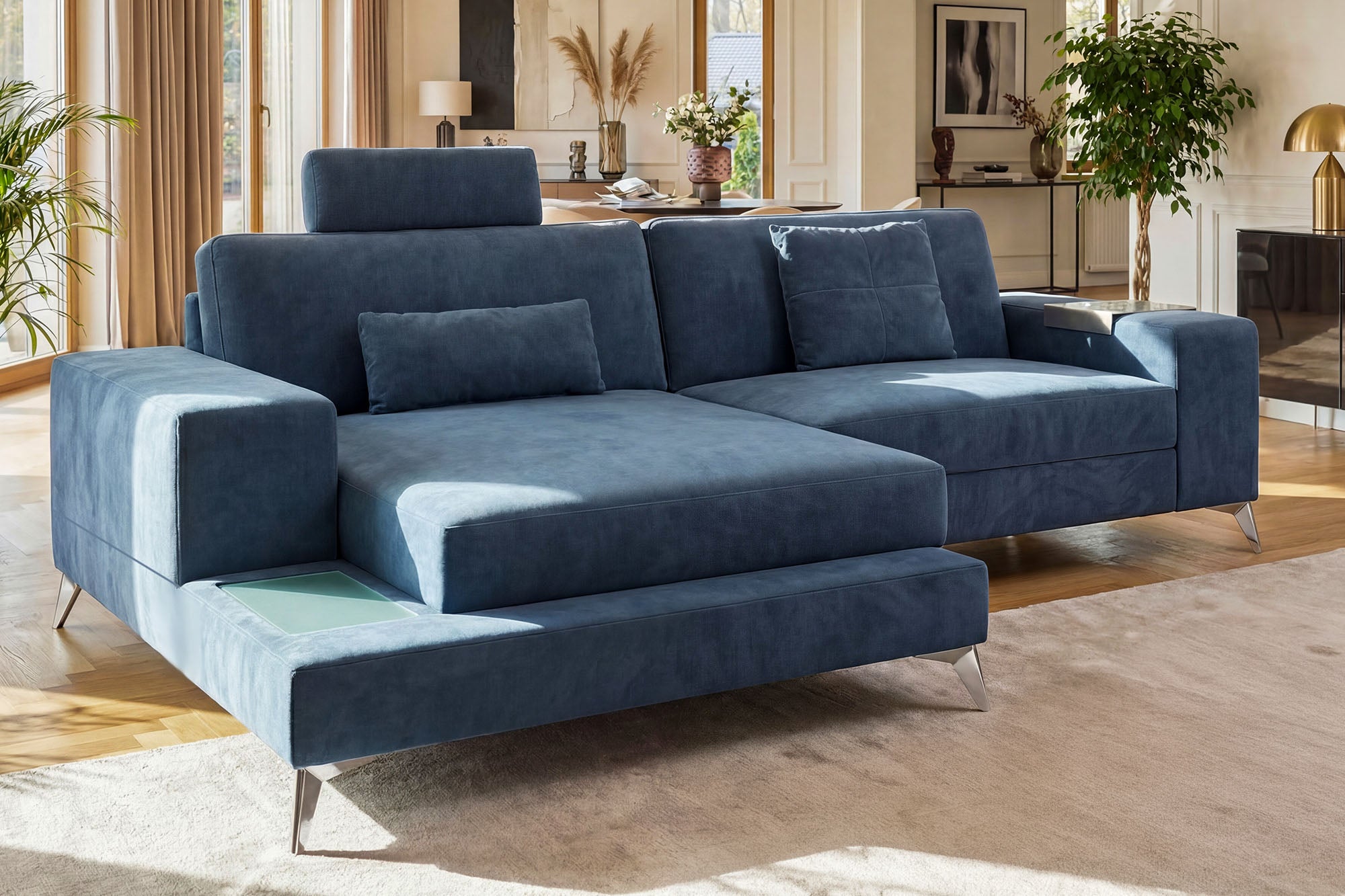 New York IV Fabric Chaise Sofa Small