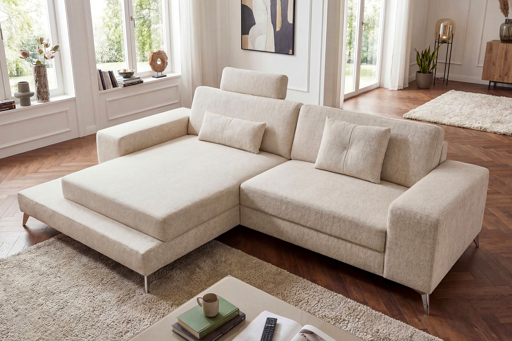 New York IV Fabric Chaise Sofa Small