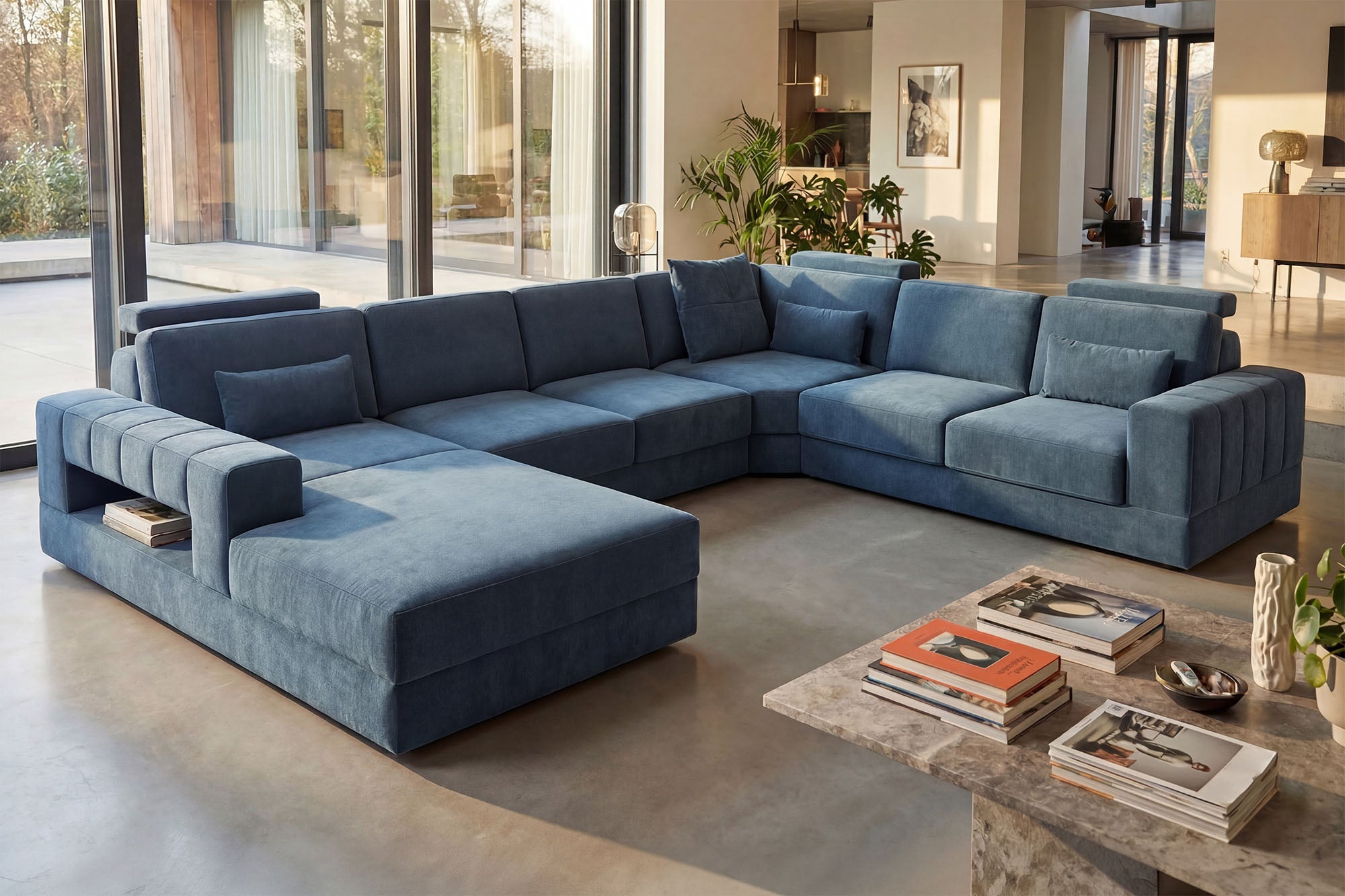 Phoenix Modern Fabric U-Chaise Sectional