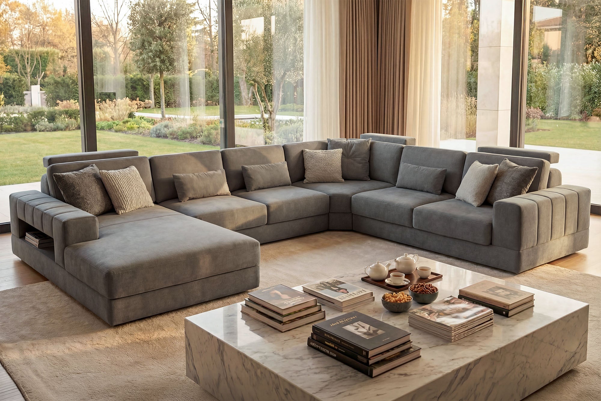 Phoenix Modern Fabric U-Chaise Sectional