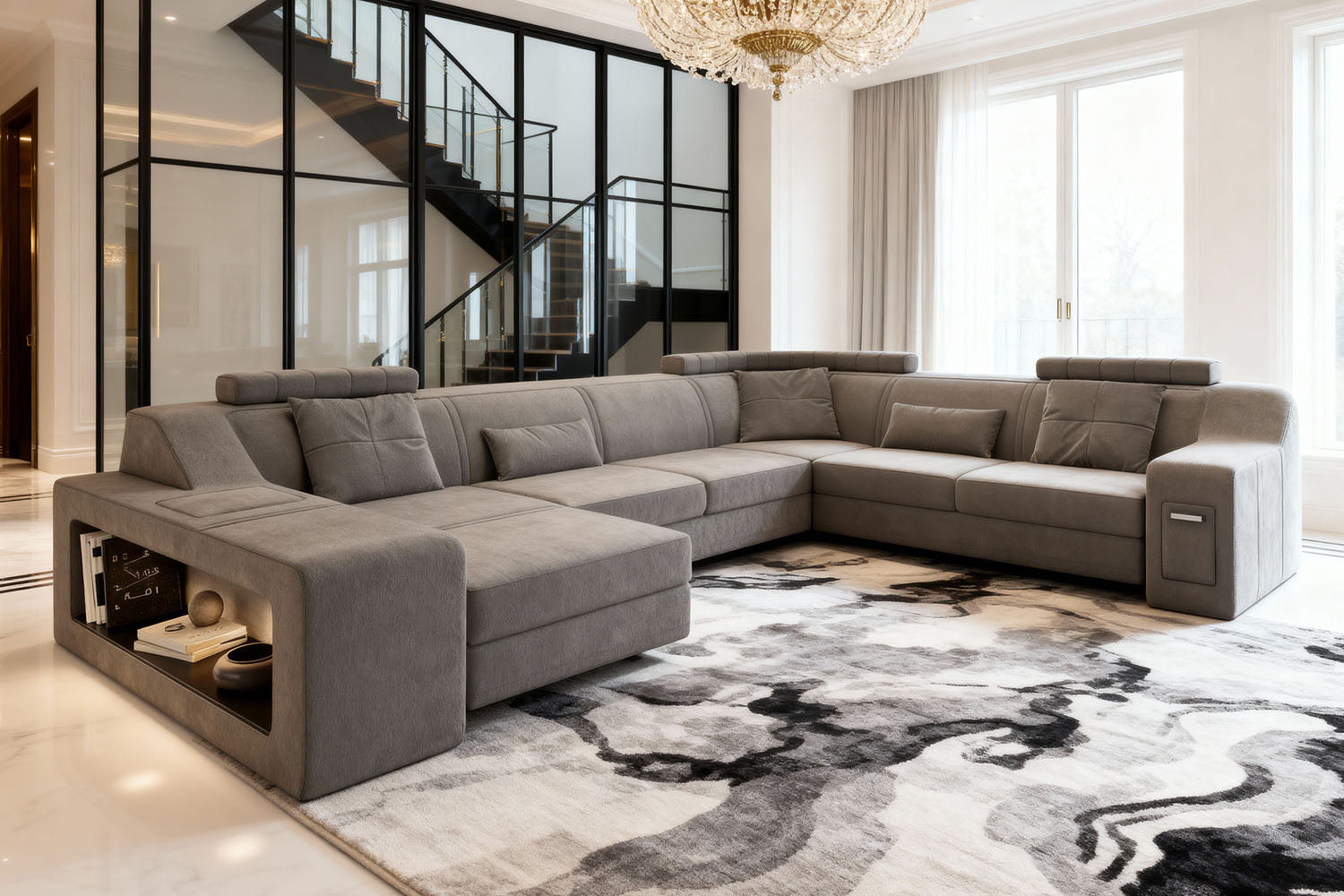 California Fabric U-Chaise Sectional