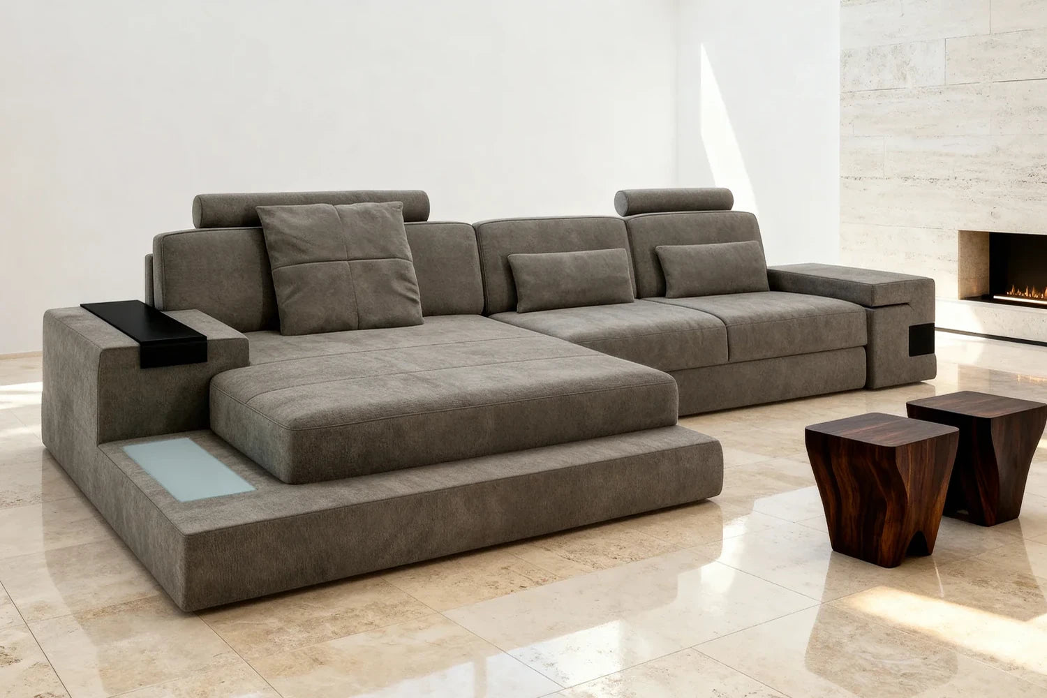 Los Angeles III Fabric Chaise Sofa