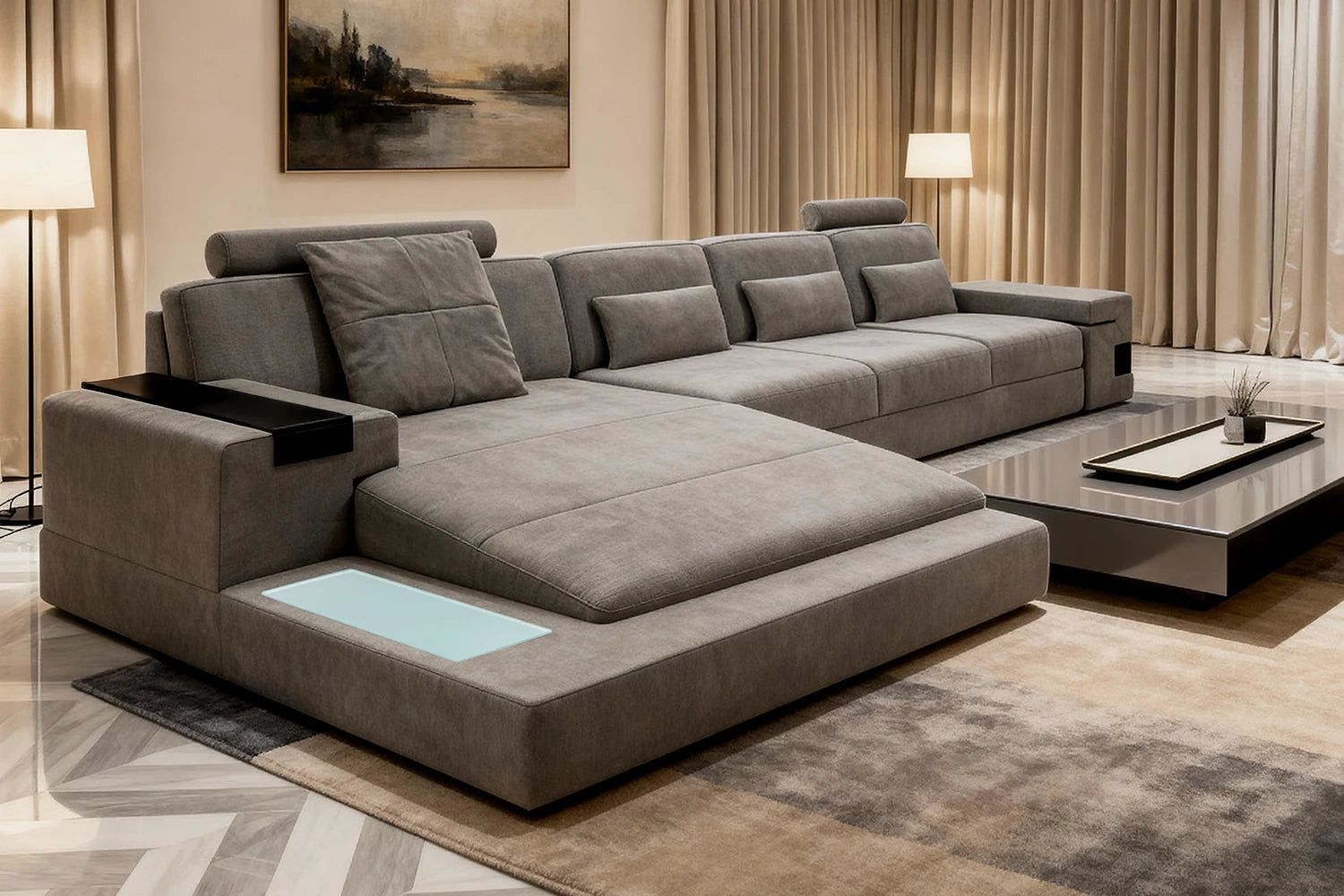 Los Angeles III-LG Fabric Chaise Sectional