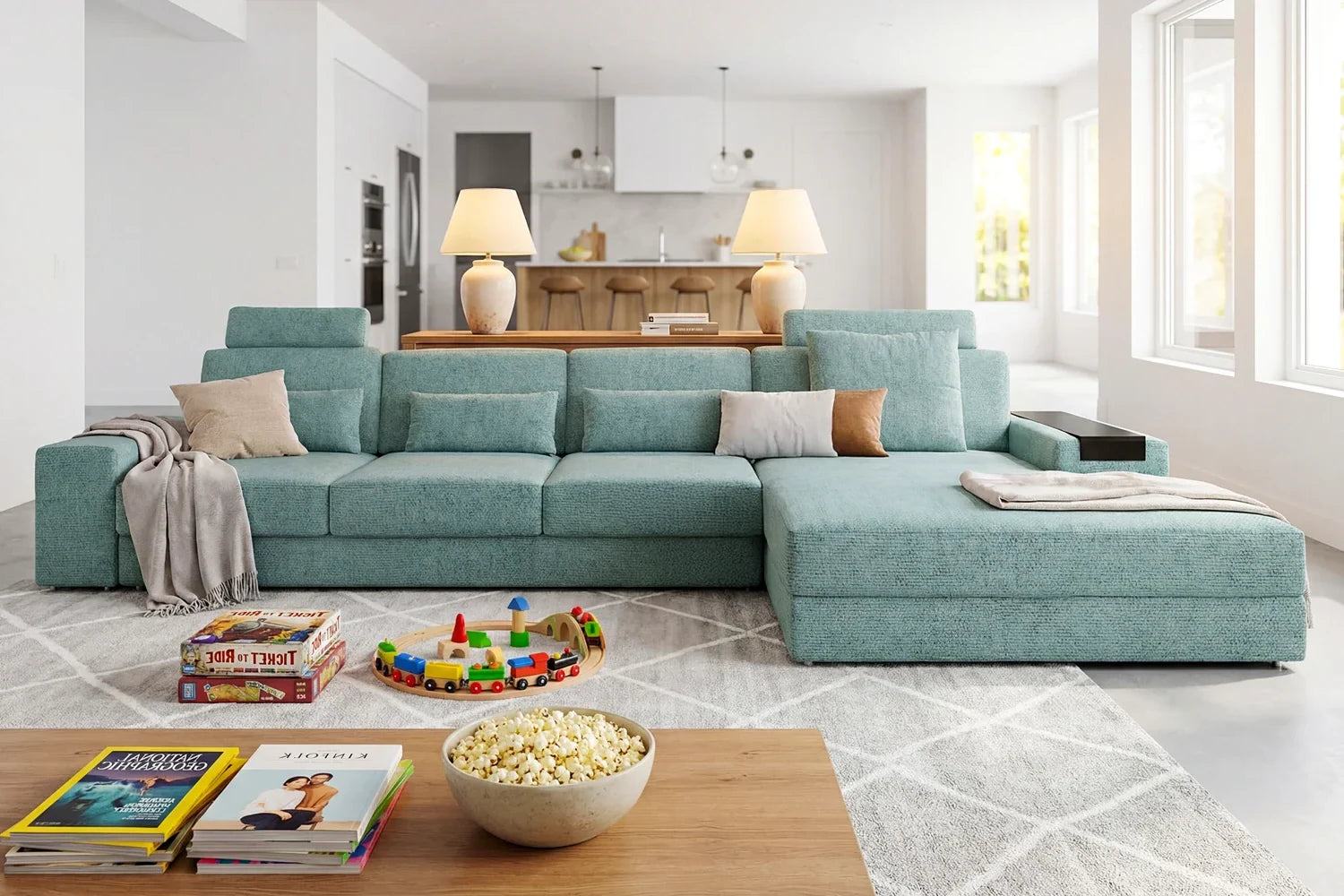 Los Angeles III-LG Modern Fabric Chaise Sectional