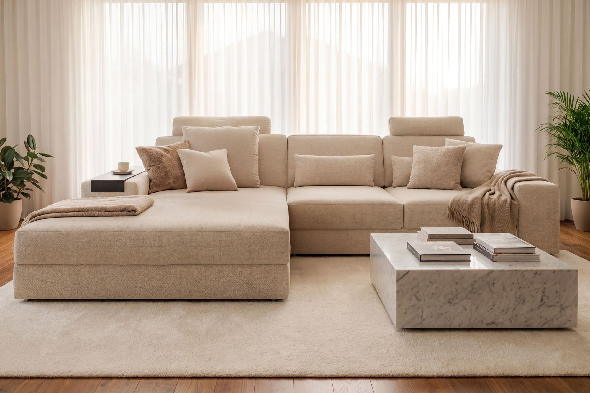 Los Angeles III Modern Fabric Chaise Sofa