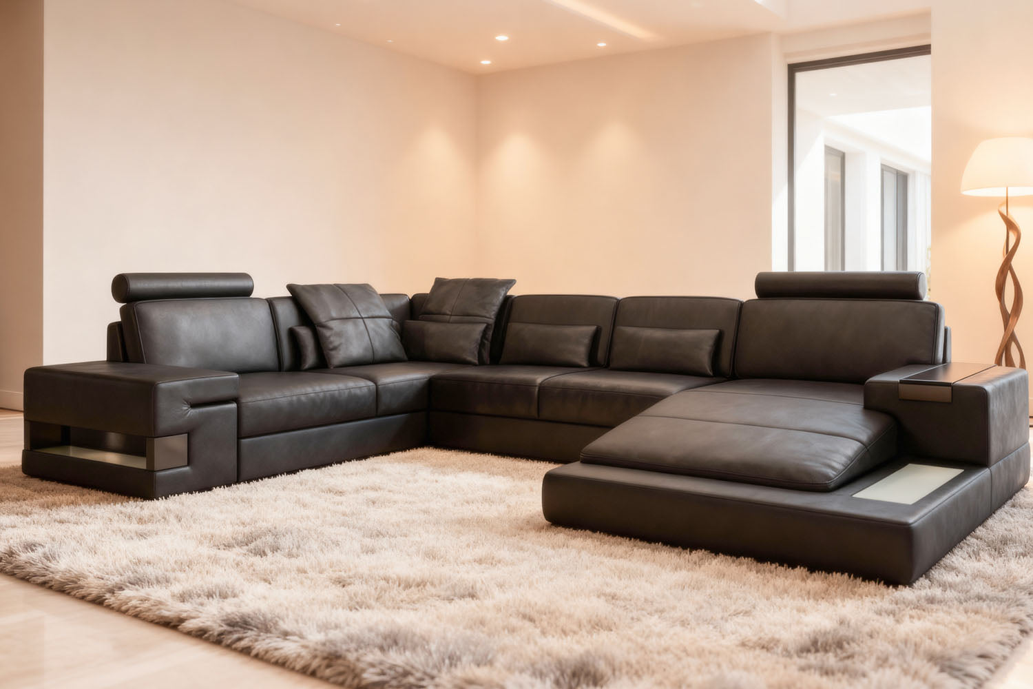 TEST Los Angeles Leather U-Chaise Sectional