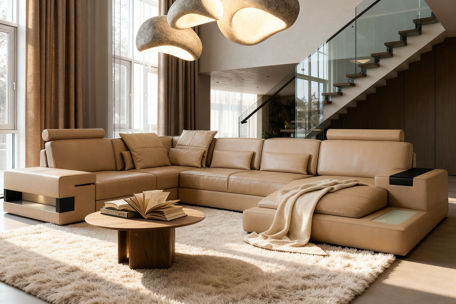 TEST Los Angeles Leather U-Chaise Sectional