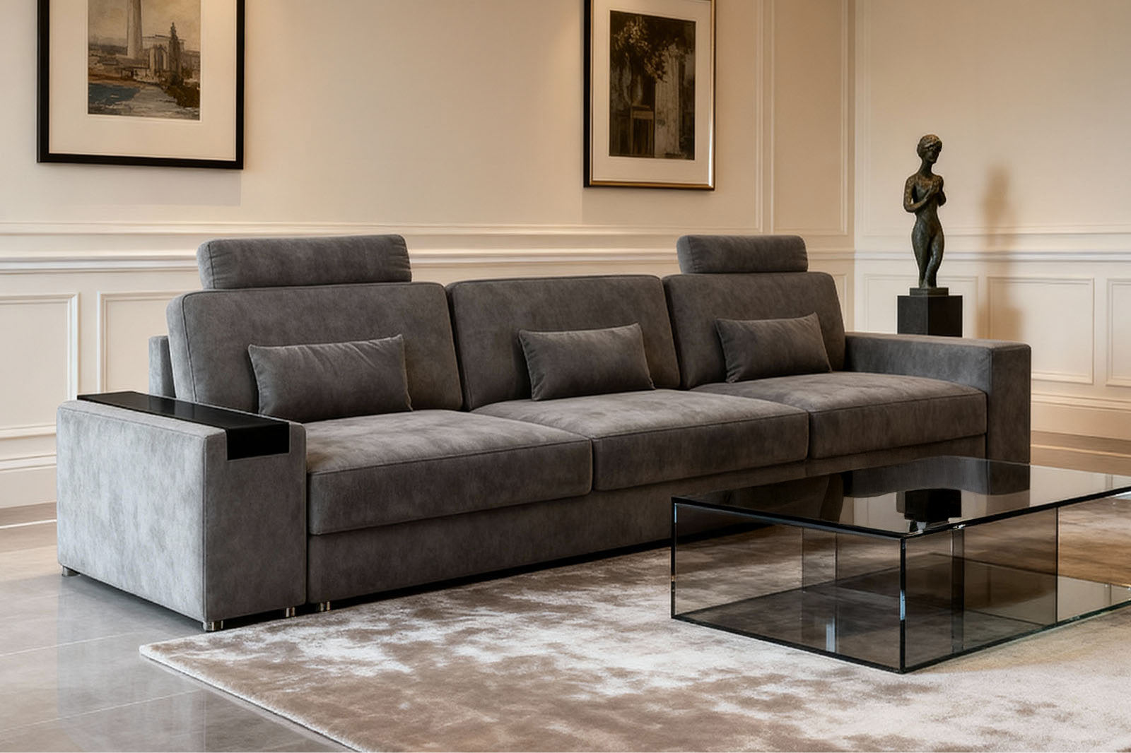 Los Angeles Modern Fabric 3 Seater Sofa
