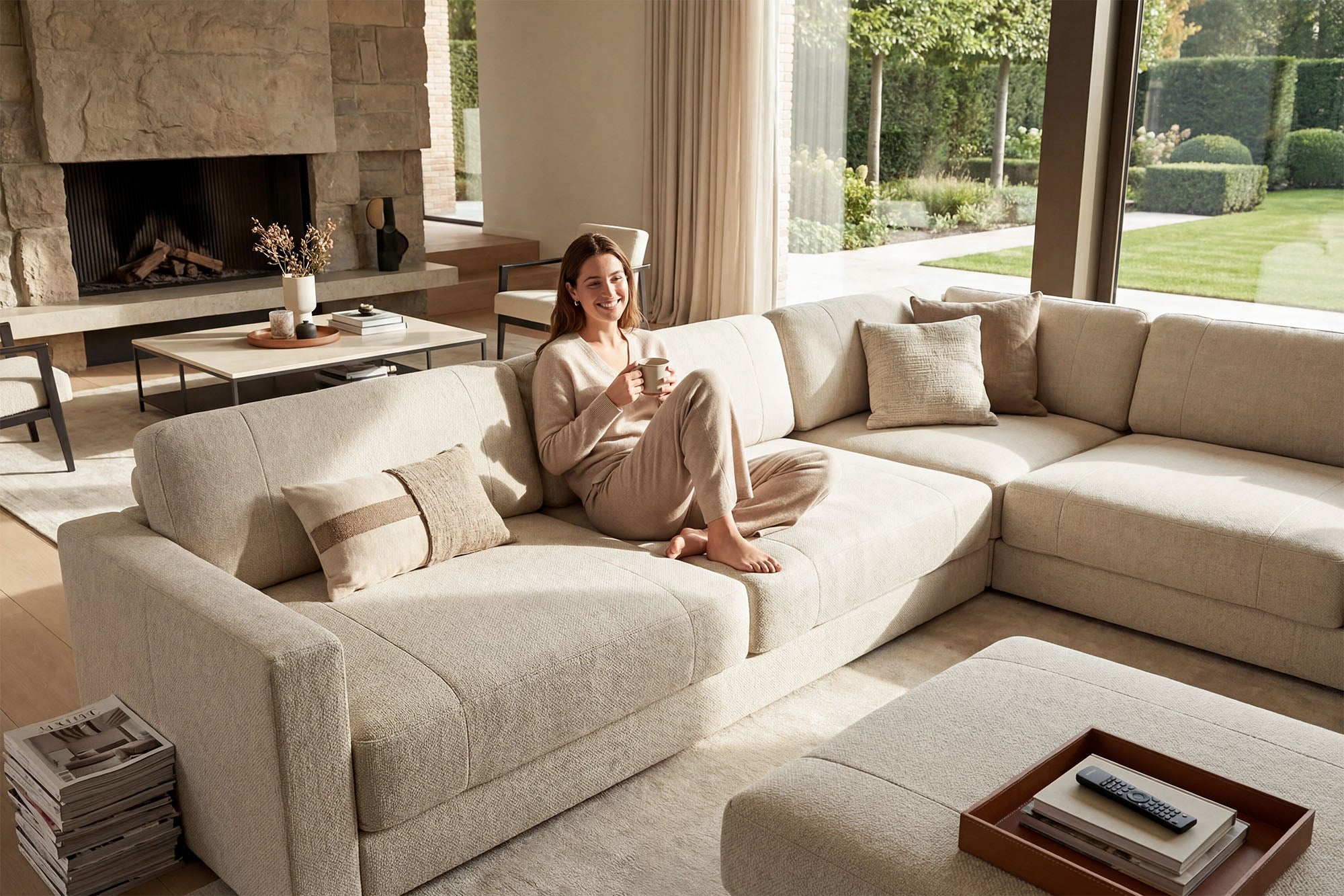 Texas LG Modern Fabric L-Sectional Large
