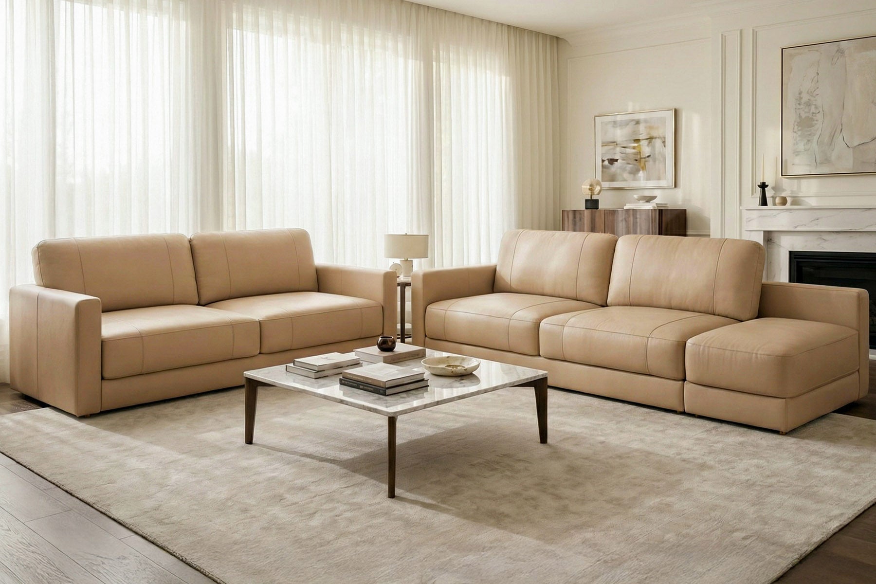 Texas Modern Leather Sofa Set