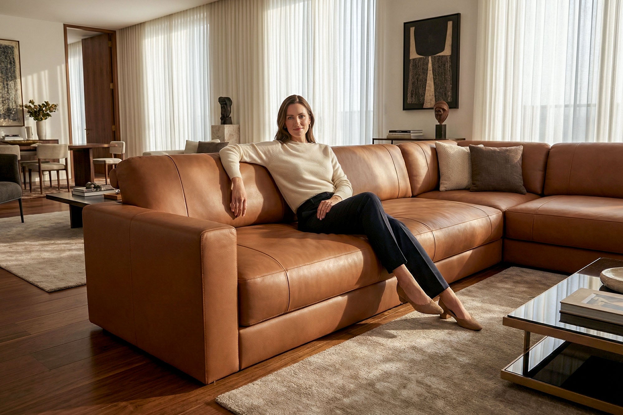 Texas LG Modern Leather L-Sectional Large