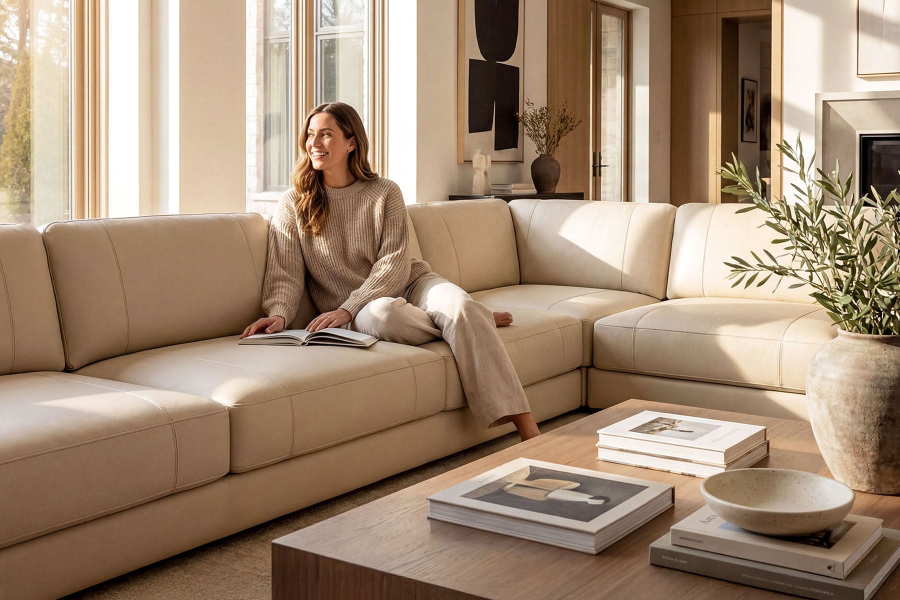 Texas LG Leather L-Sectional Large