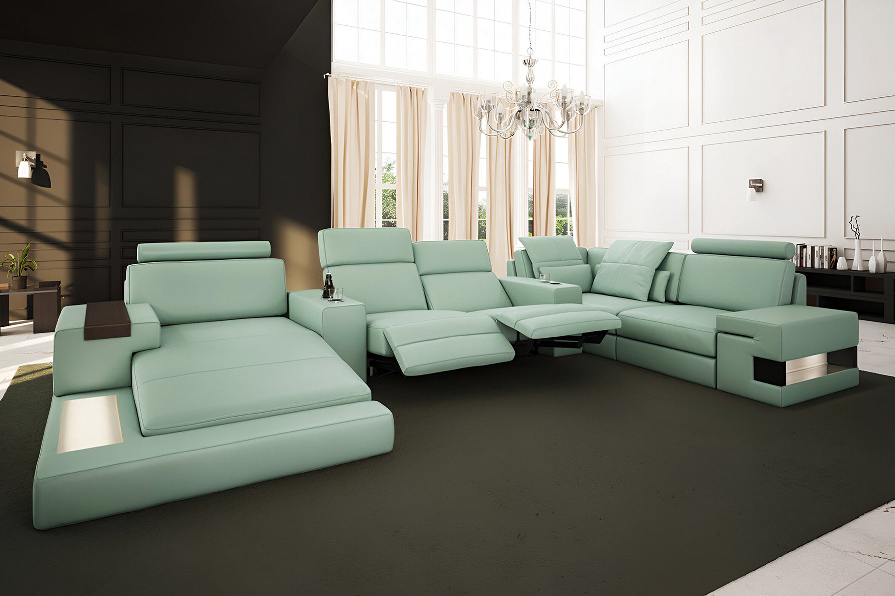 TEST Los Angeles Leather U-Chaise Sectional