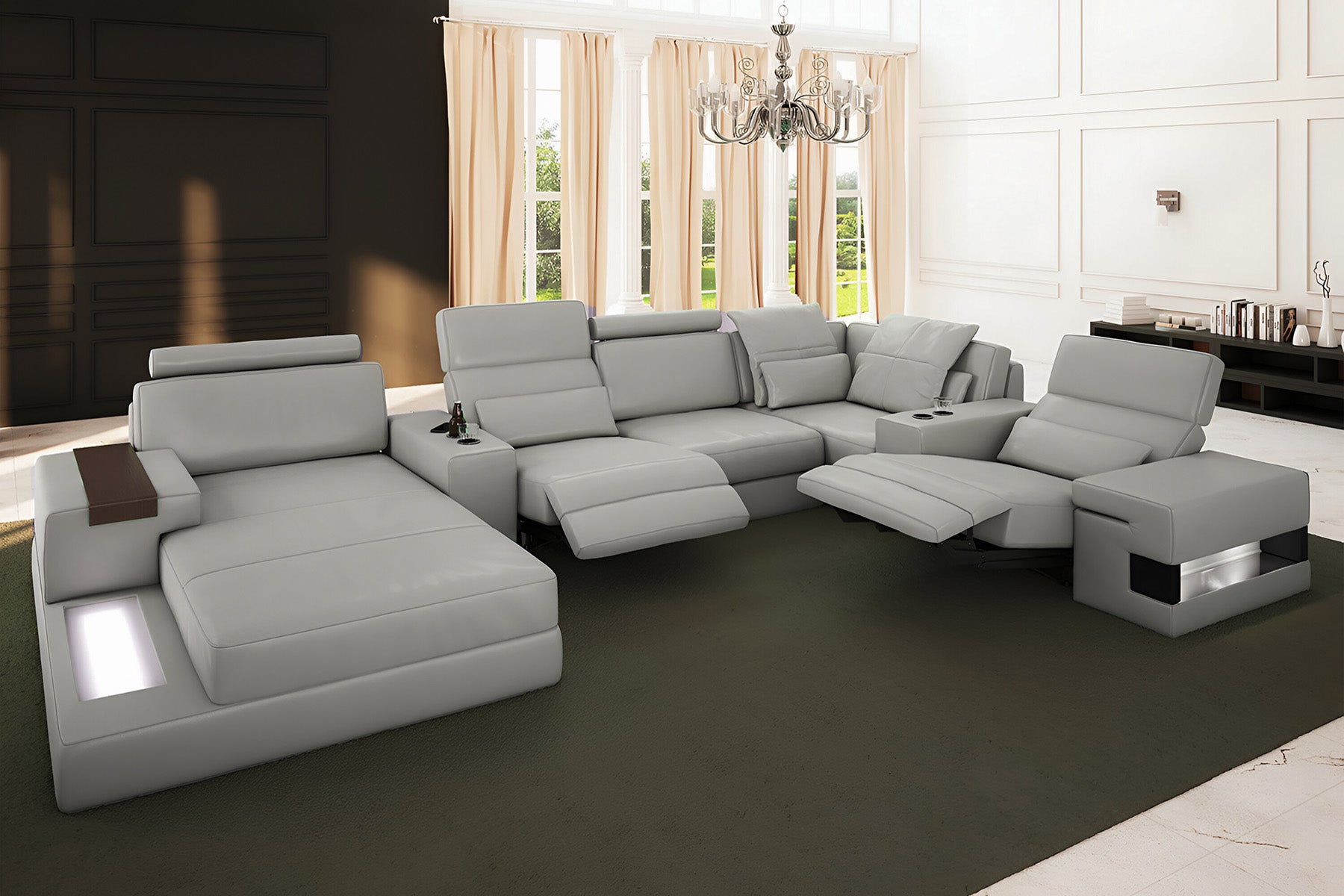 TEST Los Angeles Leather U-Chaise Sectional