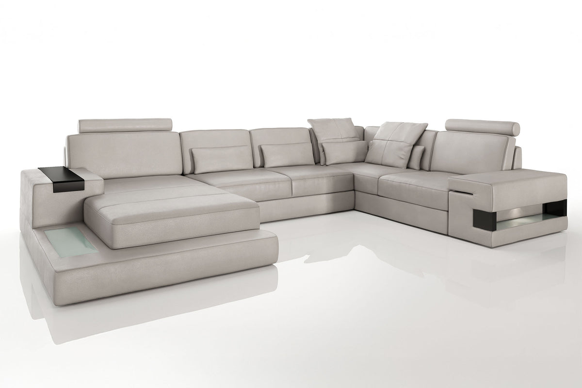 Los Angeles Leather U-Chaise Sectional