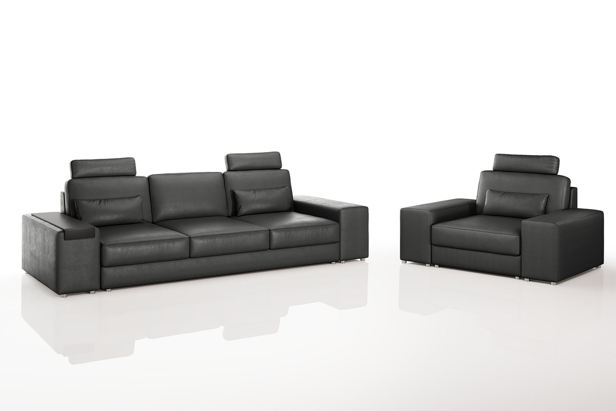 Los Angeles Modern Leather Sofa Set