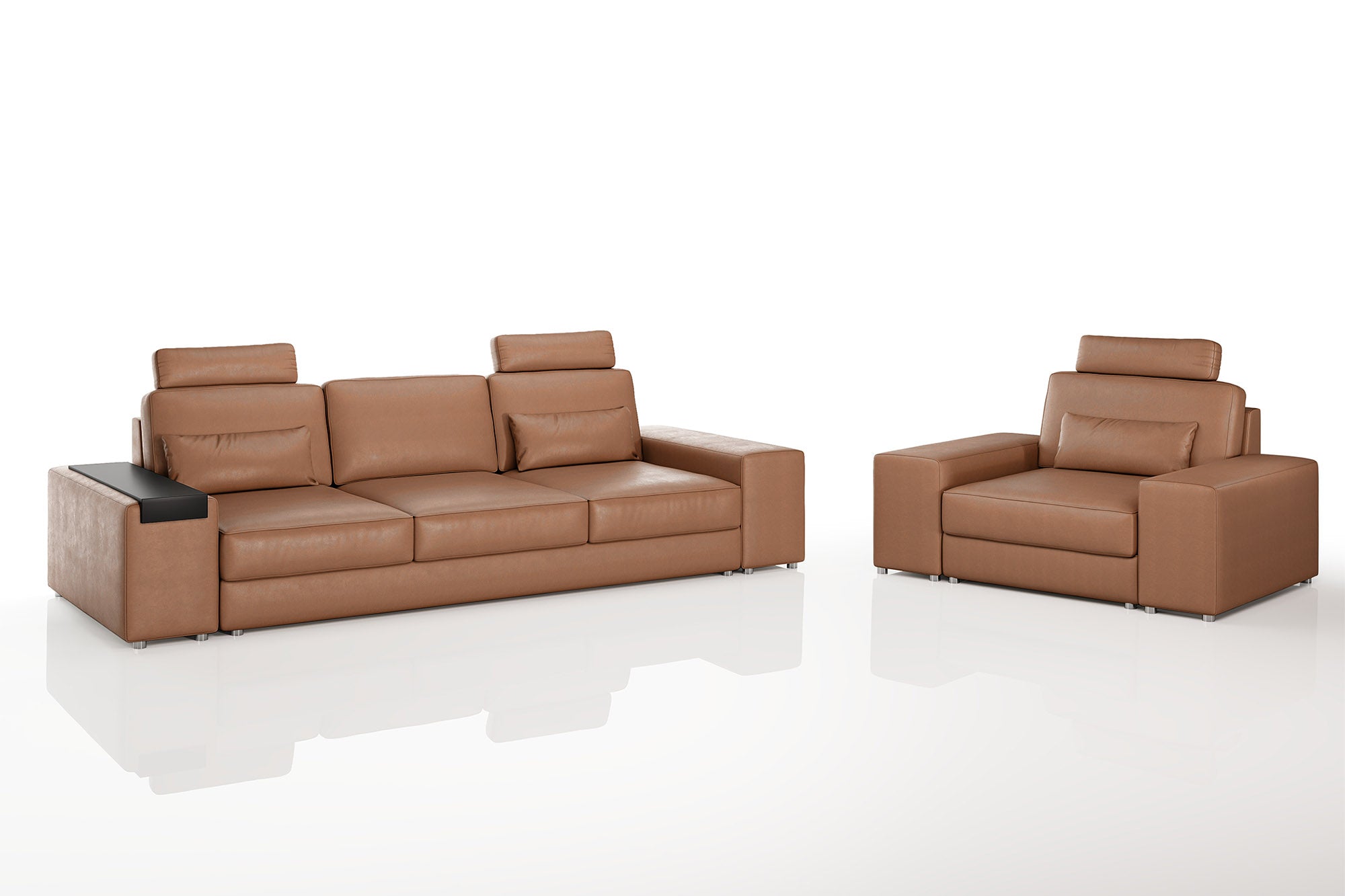 Los Angeles Modern Leather Sofa Set