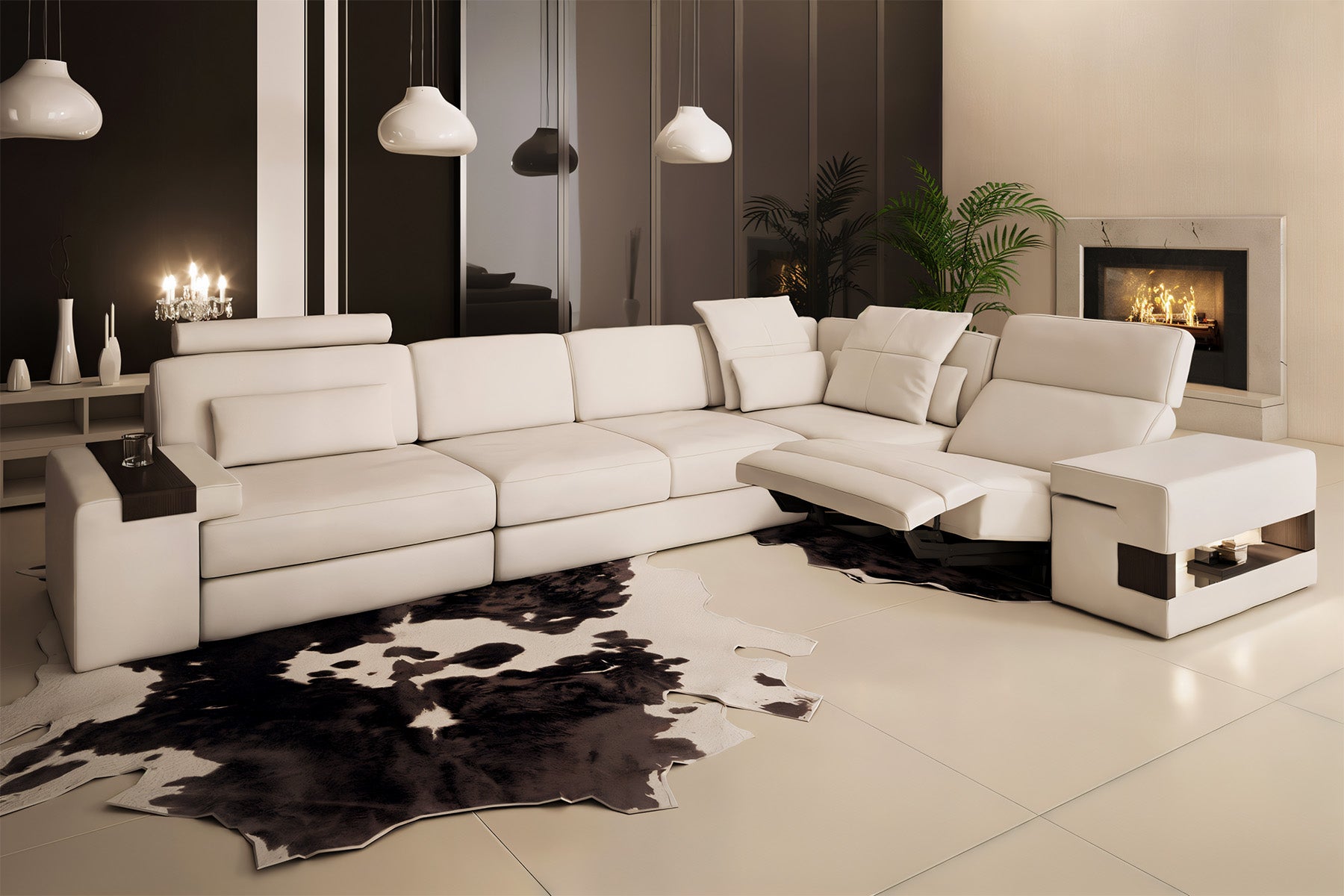 IN-STOCK Los Angeles II Leather L-Sectional with 3 Recliners and 1 extra seat UNBOXED