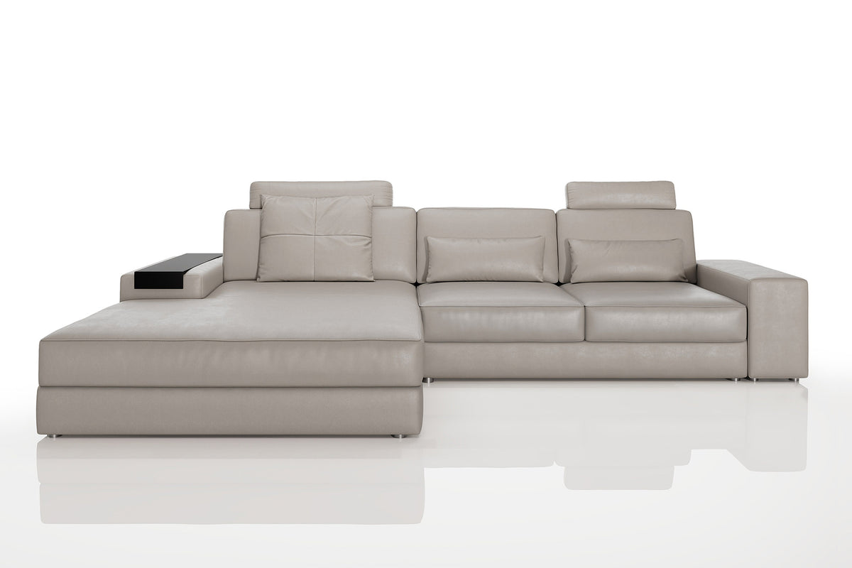Los Angeles III Modern Leather Chaise Sofa