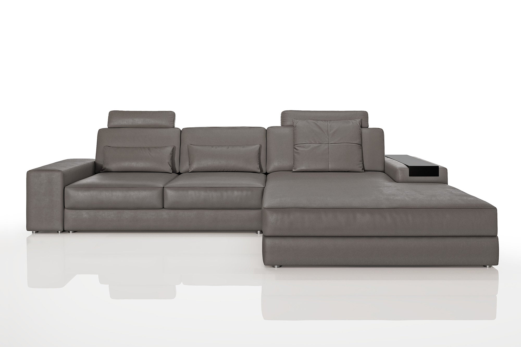 Los Angeles III Modern Leather Chaise Sofa