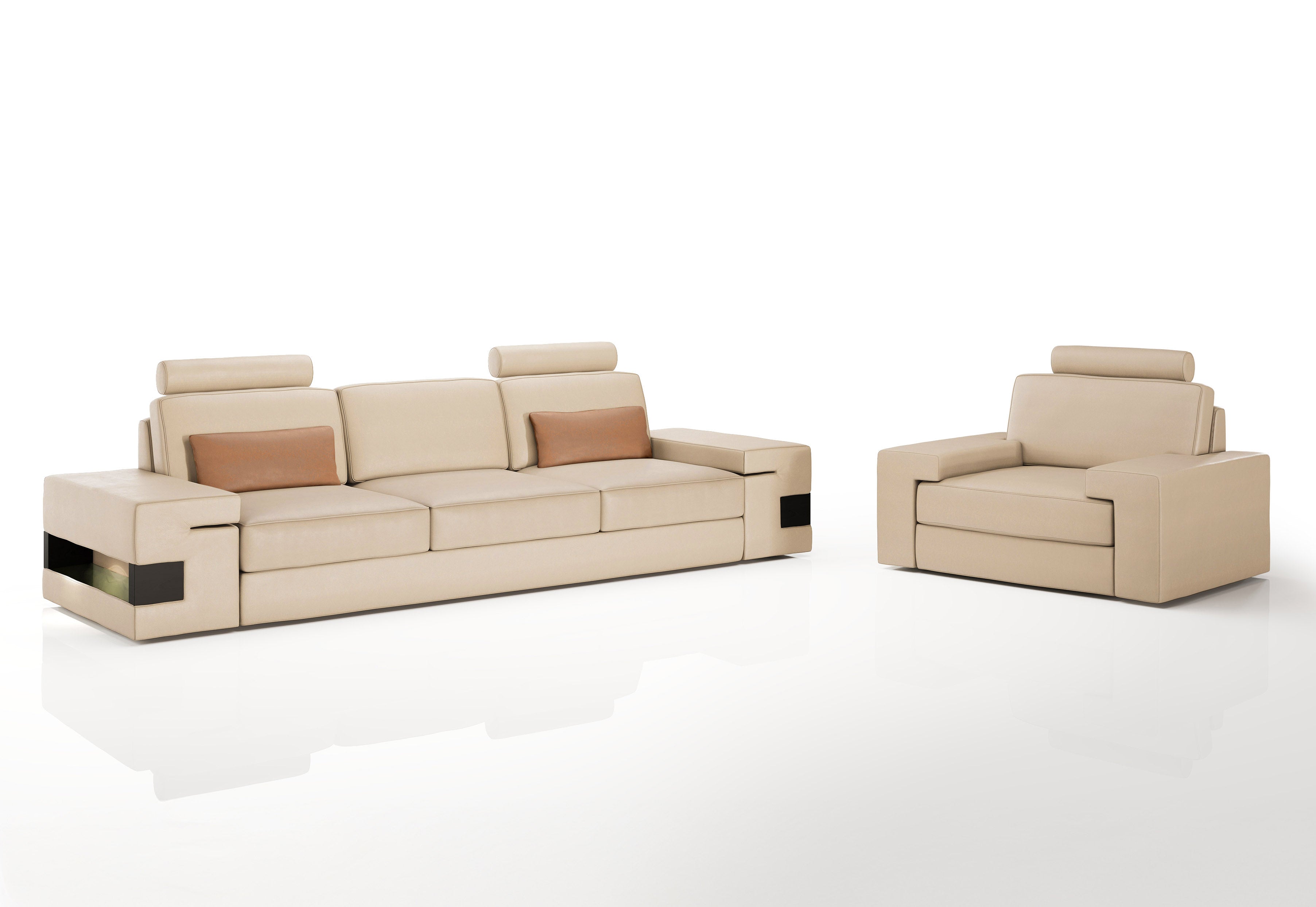 Los Angeles Leather Sofa Set