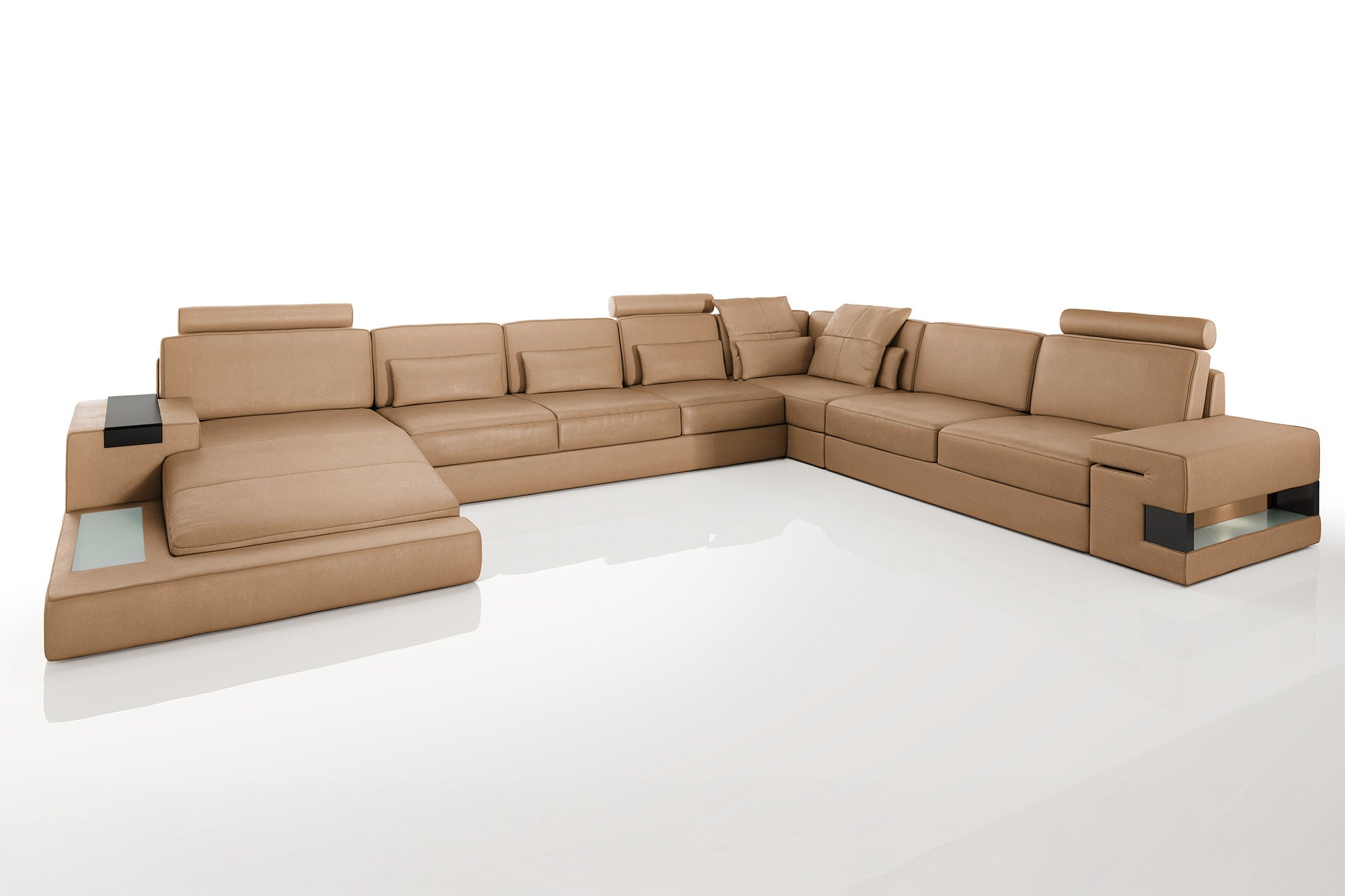 Los Angeles LG Leather U-Chaise Sectional Large
