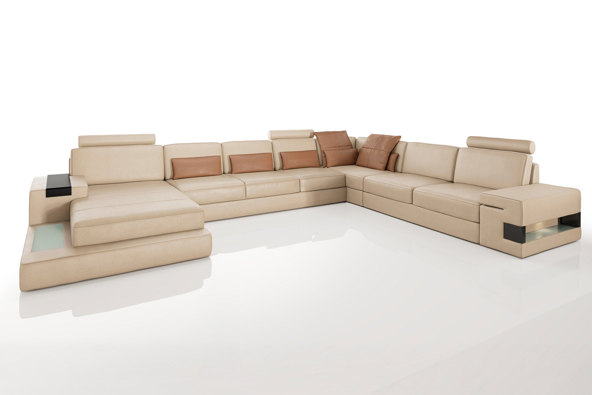 Los Angeles LG Leather U-Chaise Sectional Large