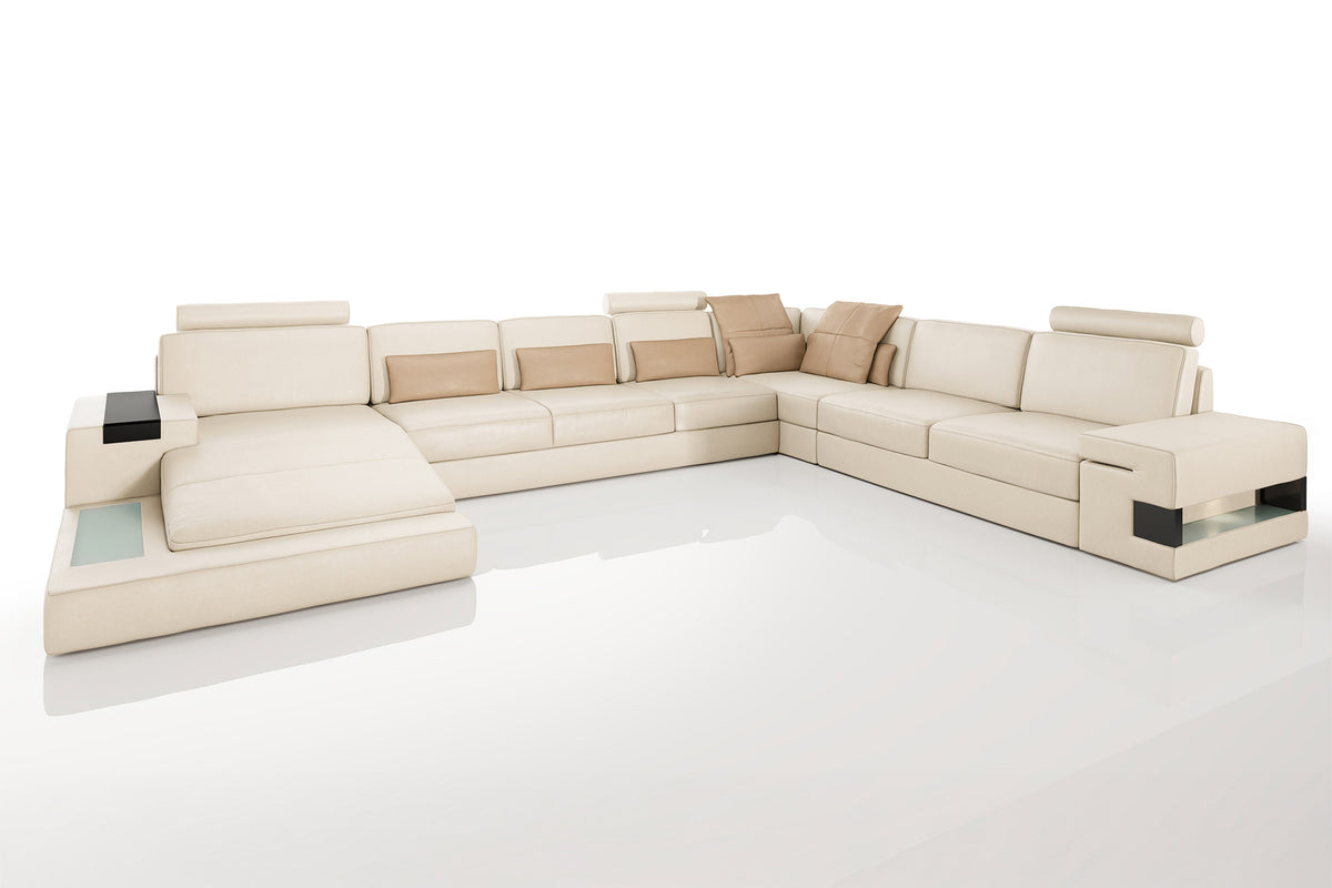 Los Angeles LG Leather U-Chaise Sectional Large