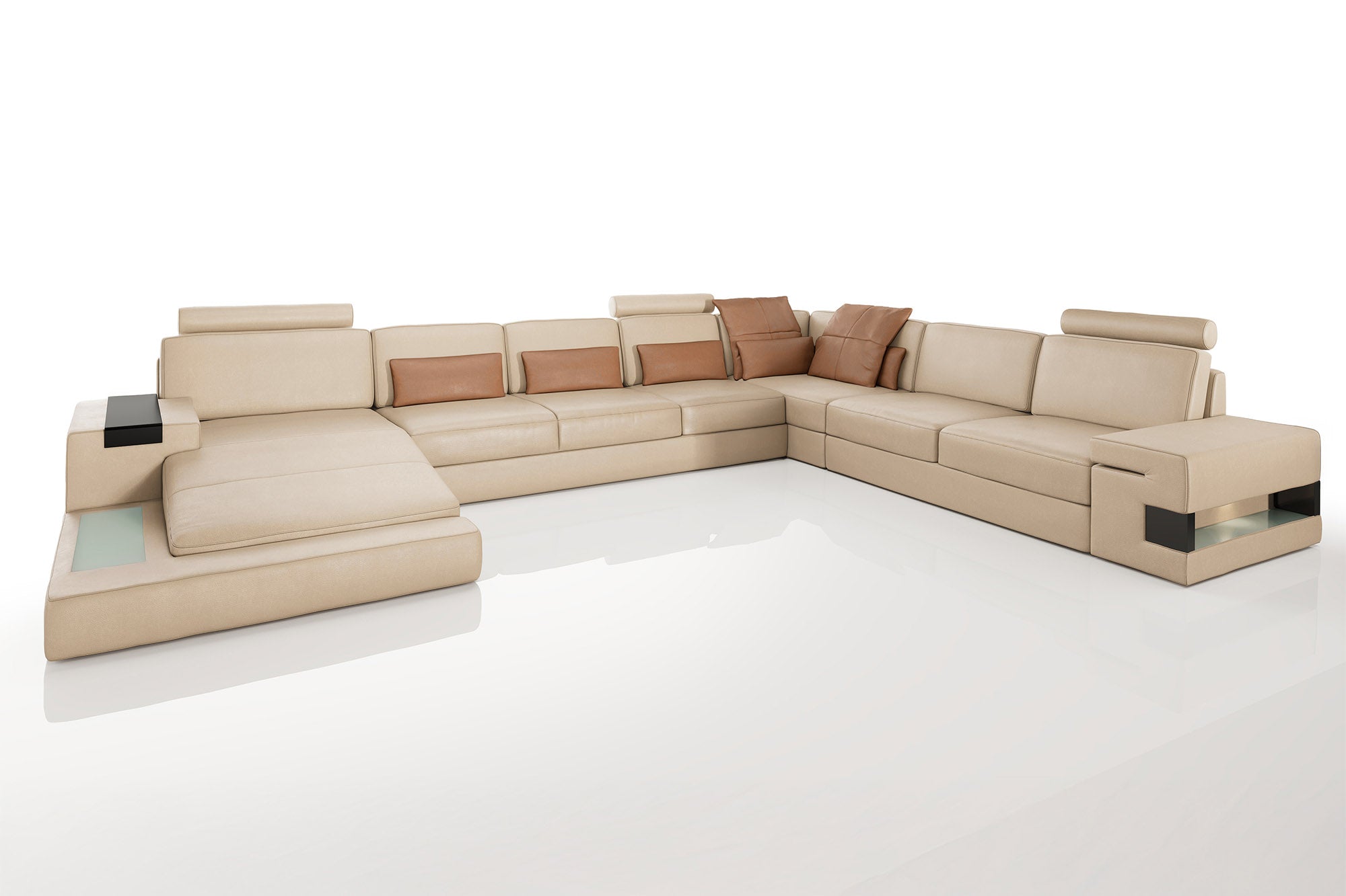 Los Angeles LG Leather U-Chaise Sectional Large