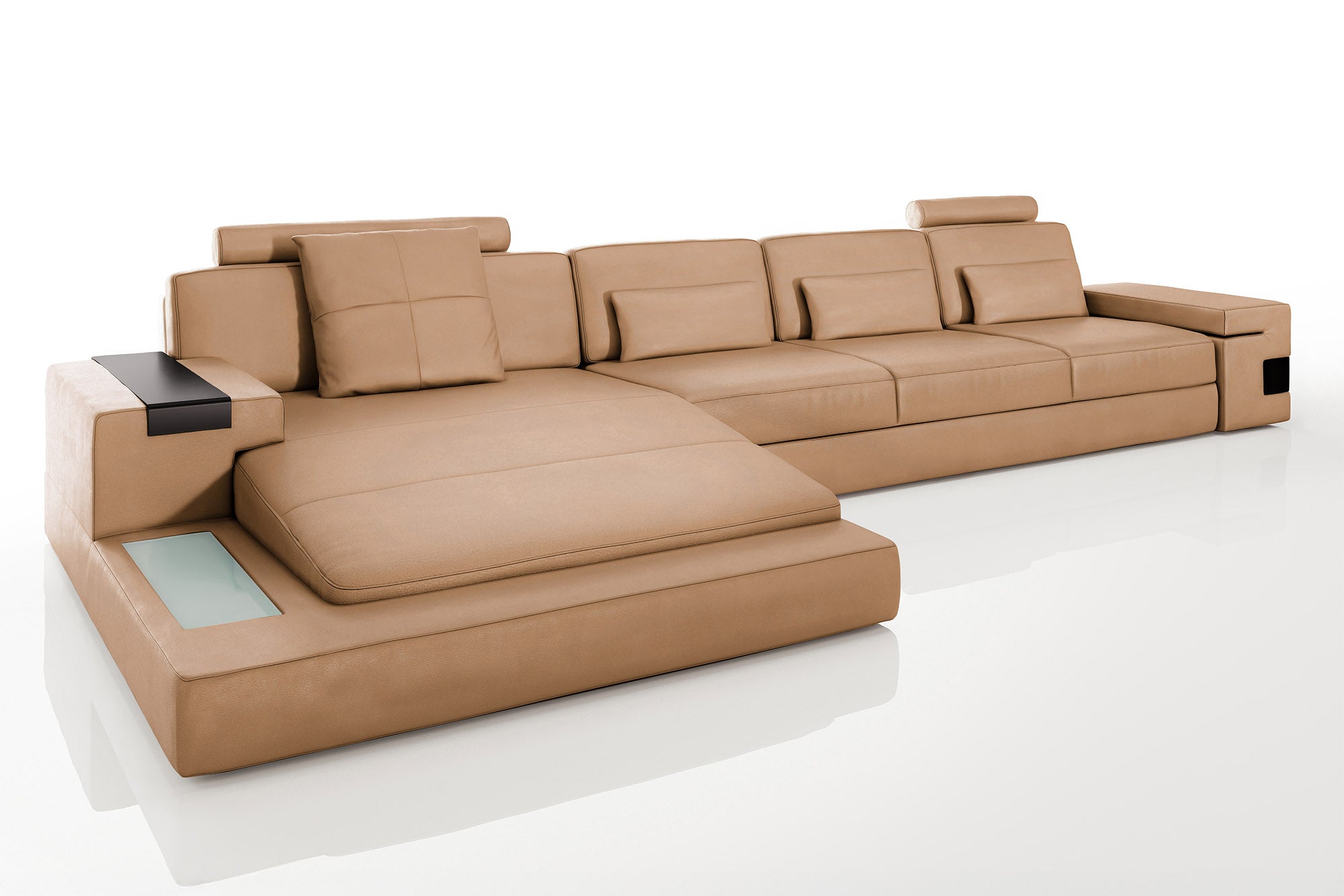 Los Angeles III-LG Leather Chaise Sectional