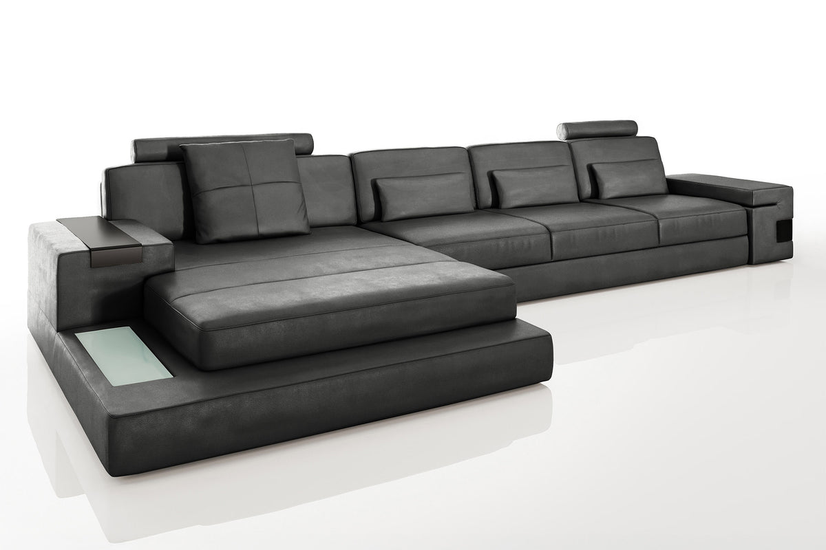 Los Angeles III-LG Leather Chaise Sectional