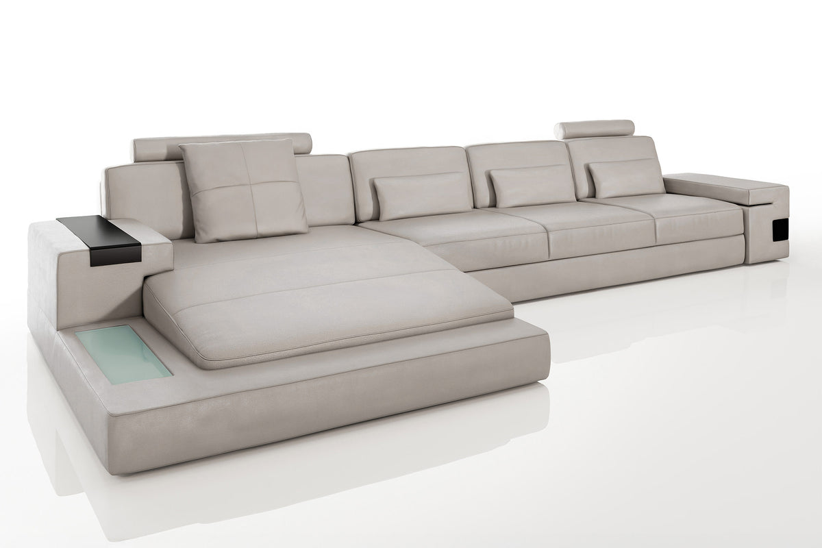 Los Angeles III-LG Leather Chaise Sectional