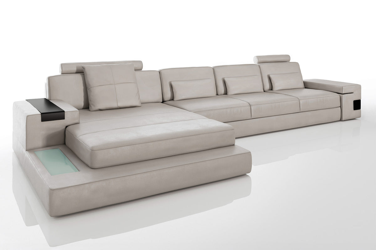 Los Angeles III-LG Leather Chaise Sectional