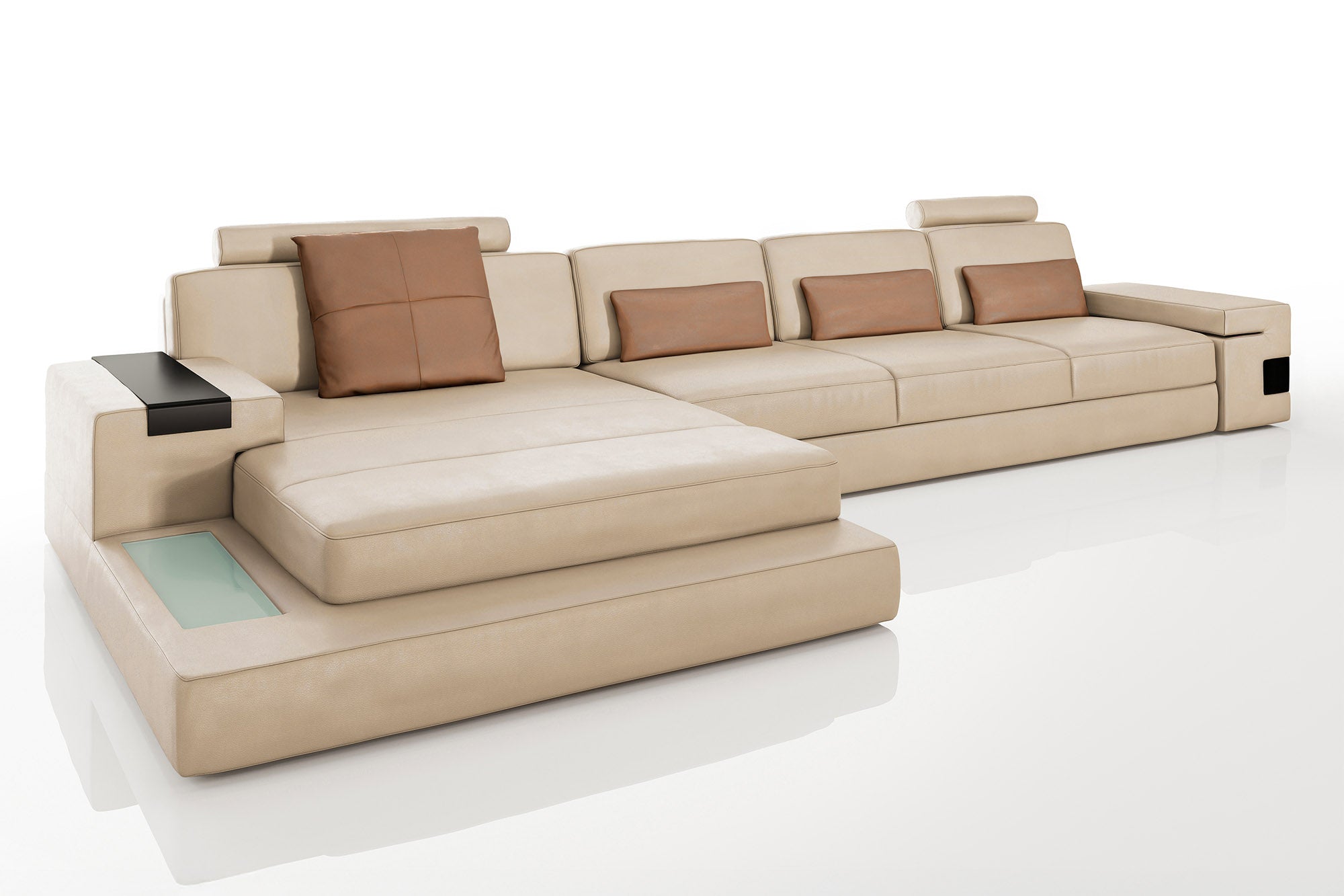 Los Angeles III-LG Leather Chaise Sectional