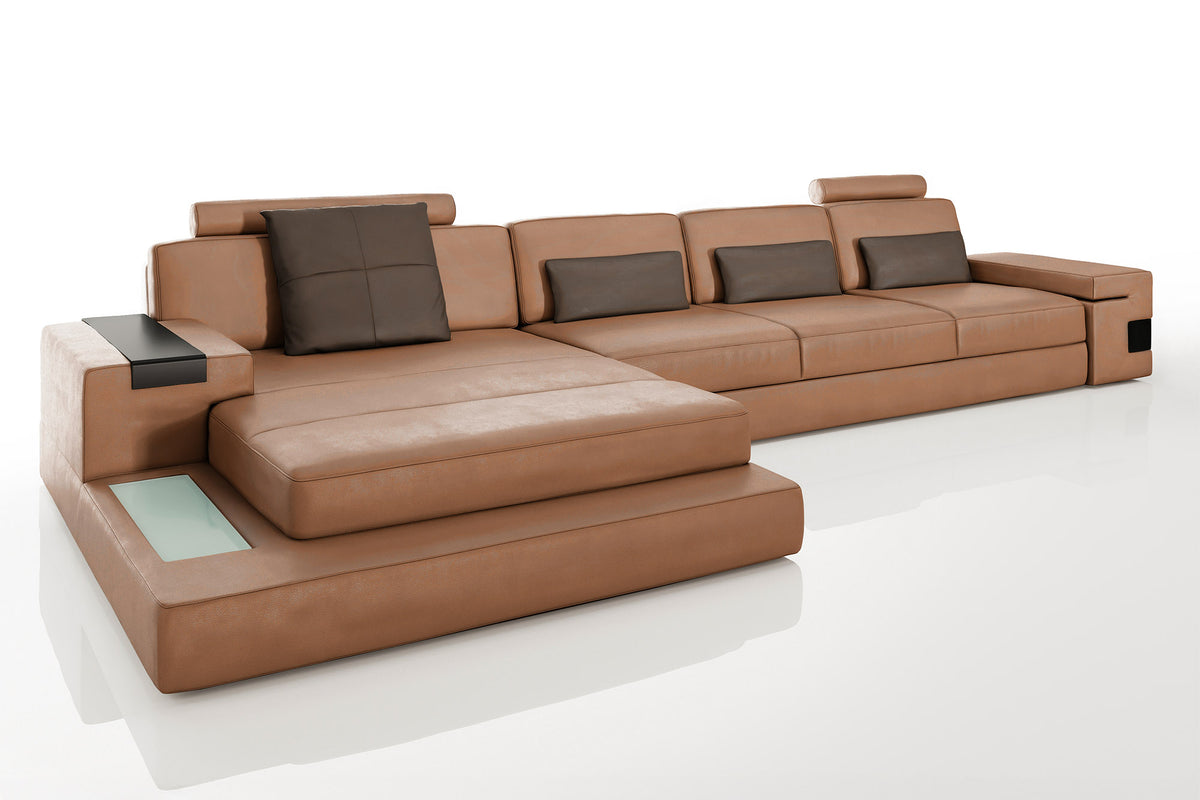 Los Angeles III-LG Leather Chaise Sectional