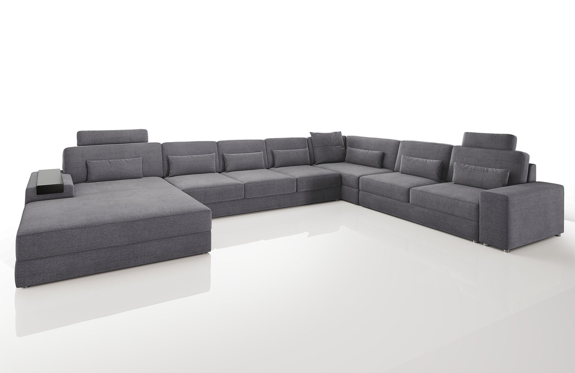 Los Angeles LG Modern Fabric U-Chaise Sectional Large