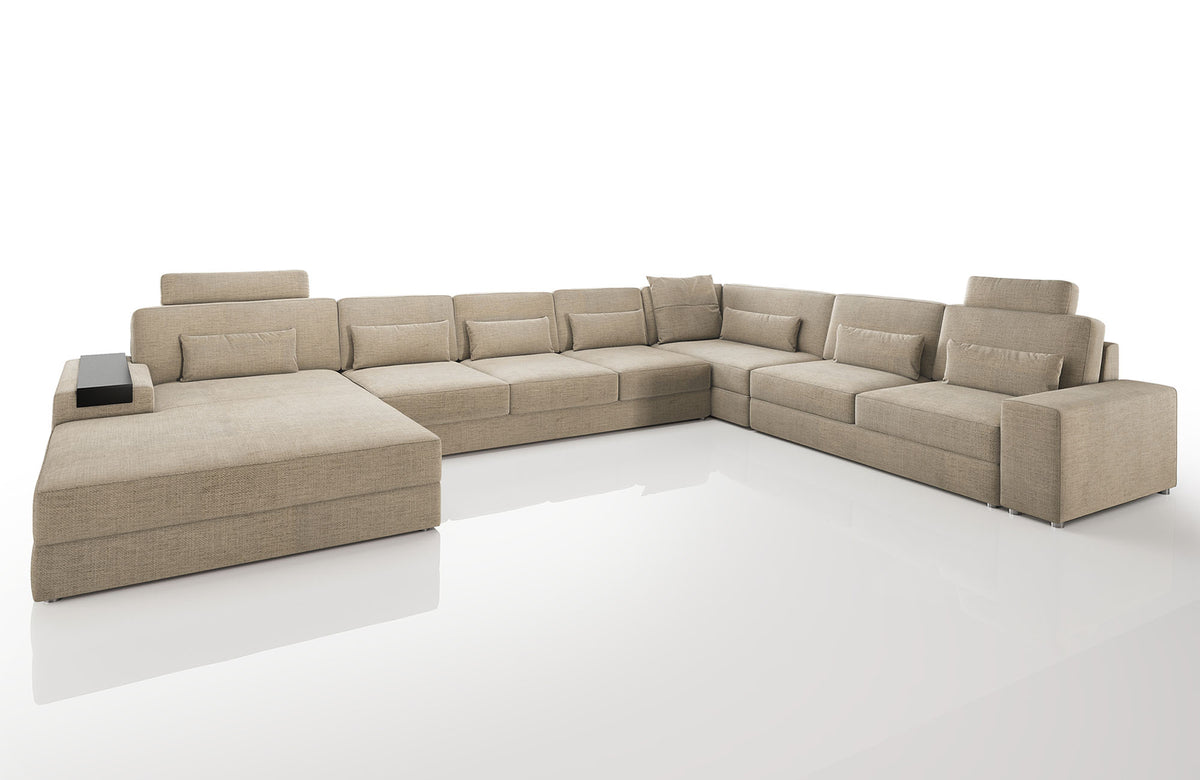 Los Angeles LG Modern Fabric U-Chaise Sectional Large