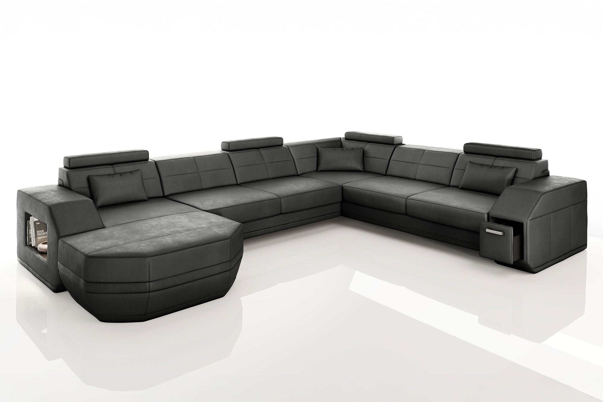 New Jersey Leather U-Chaise Sectional
