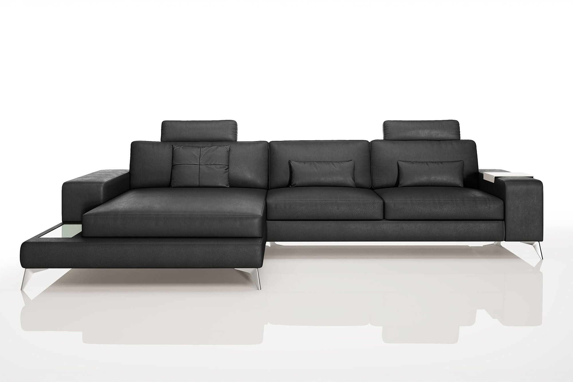 New York III Leather Chaise Sofa