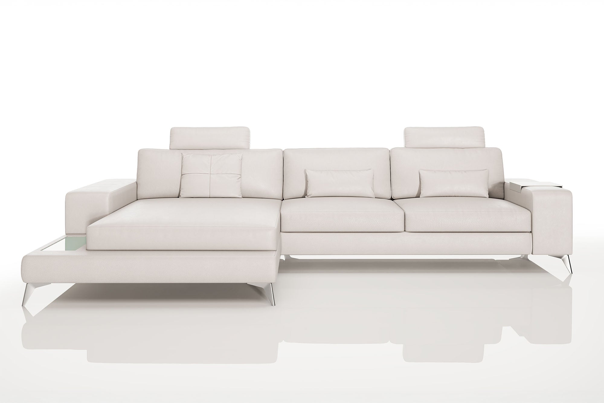 New York III Leather Chaise Sofa