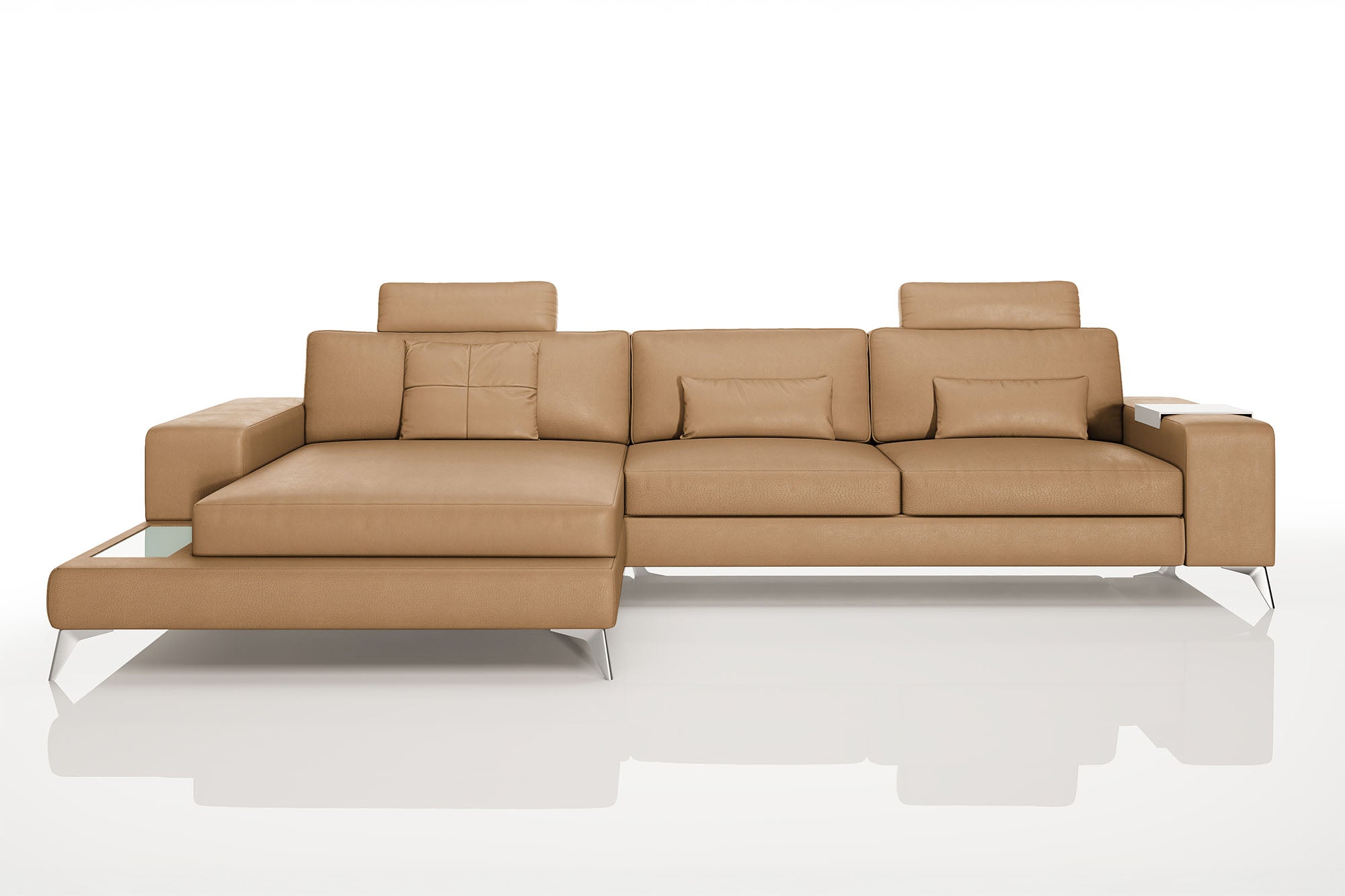 New York III Leather Chaise Sofa