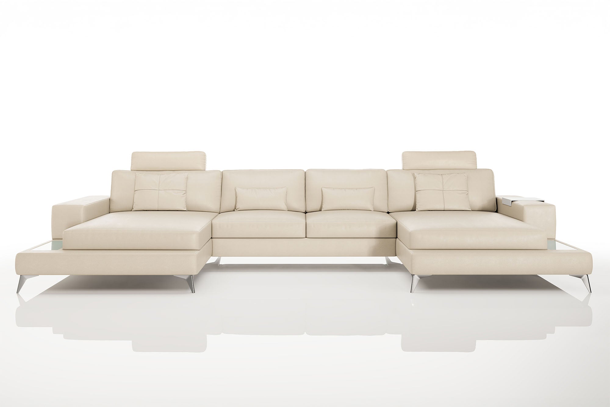 New York Leather Double Chaise Sectional