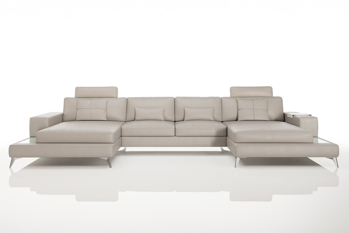 New York Leather Double Chaise Sectional