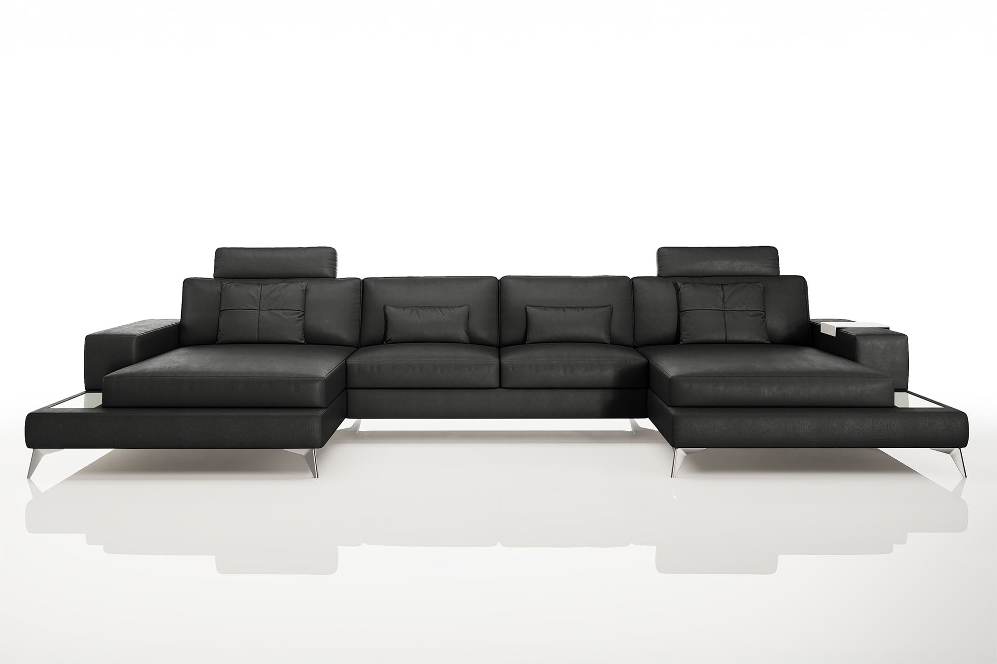 New York Leather Double Chaise Sectional