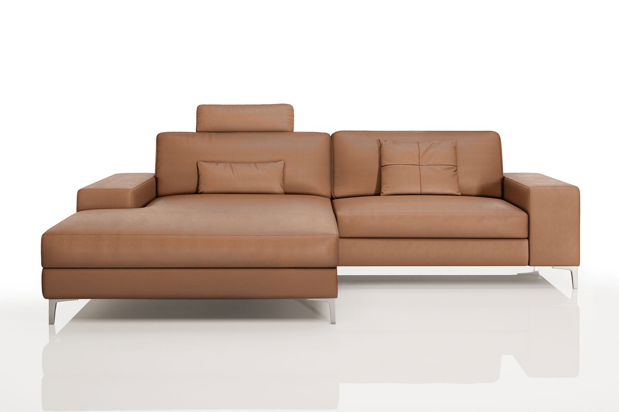 New York IV Modern Leather Chaise Sofa Small