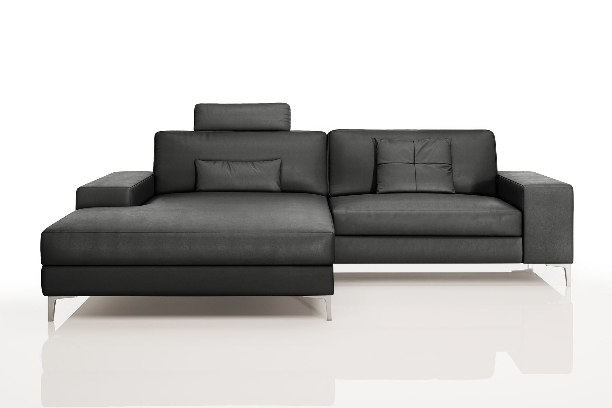 New York IV Modern Leather Chaise Sofa Small