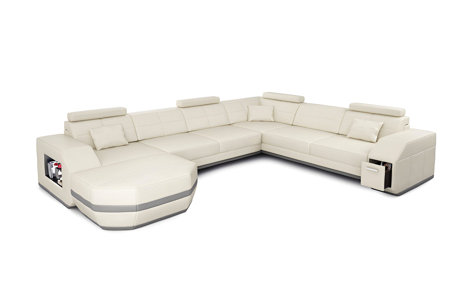 New Jersey Leather U-Chaise Sectional