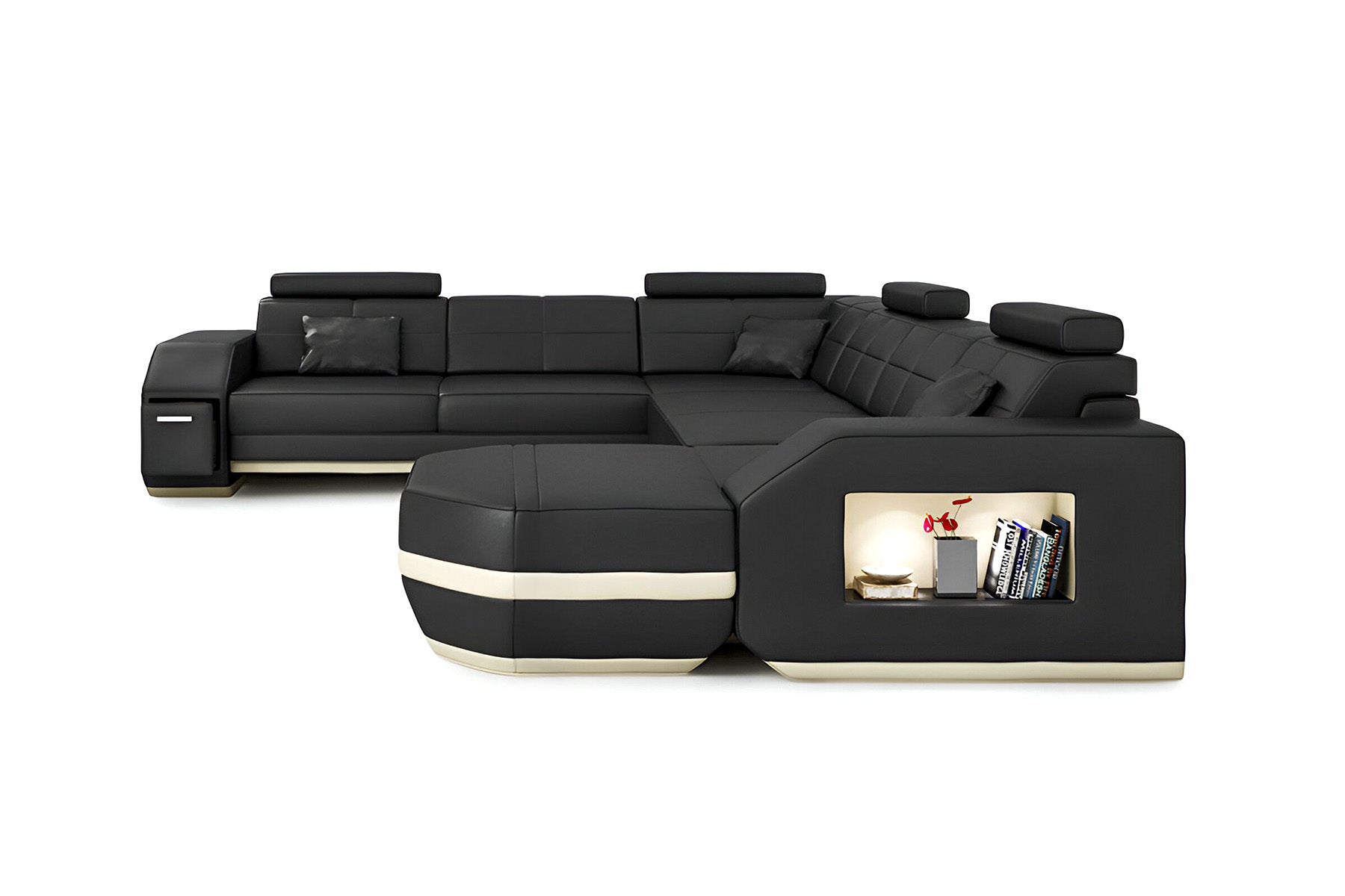 New Jersey Leather U-Chaise Sectional